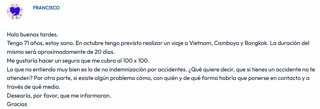 Duda sobre los seguros de viaje para mayores