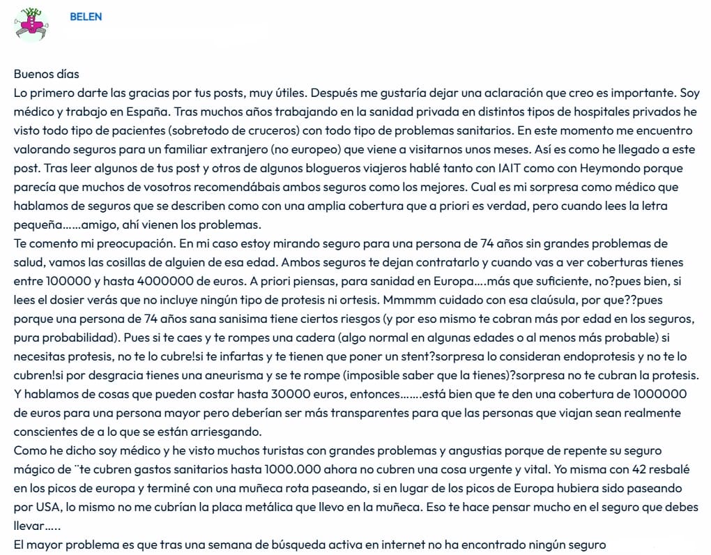 Dudas sobre los seguros de viaje para mayores