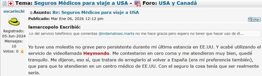 Opiniones Heymondo reales negativas foro Los Viajeros