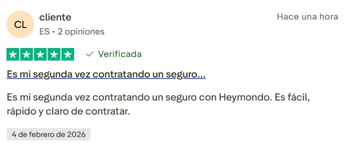 Opinión Heymondo positivas en Trustpilot