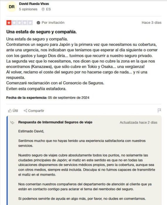 Opiniones Intermundial negativas Opiniones Intermundial negativas