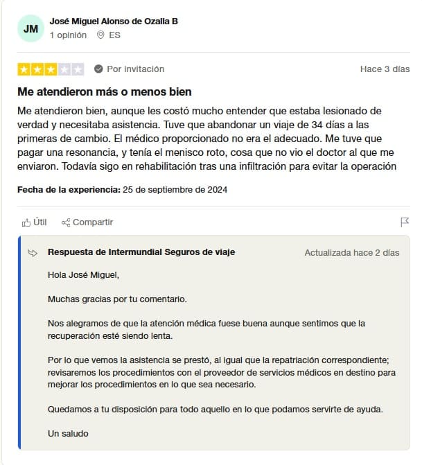 Opiniones Intermundial negativas Opiniones Intermundial negativas