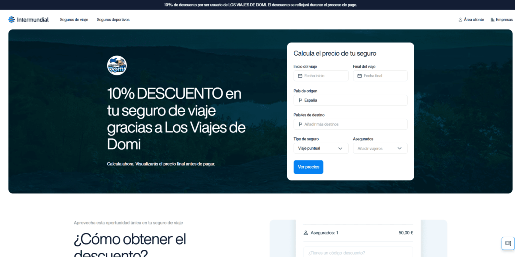 Descuento Intermundial. Mayores descuentos en seguros de viaje