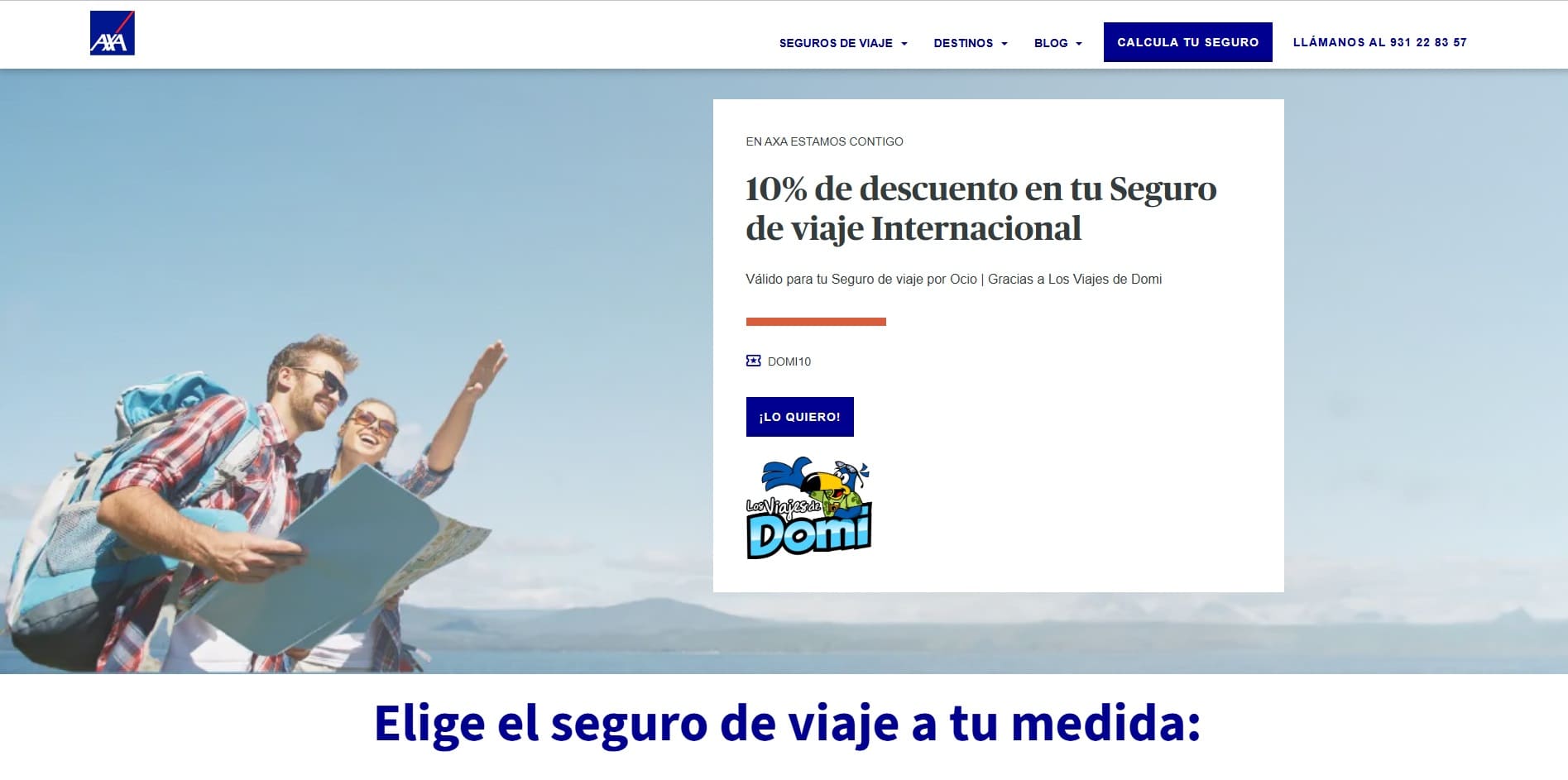 Descuento seguros de viaje AXA.