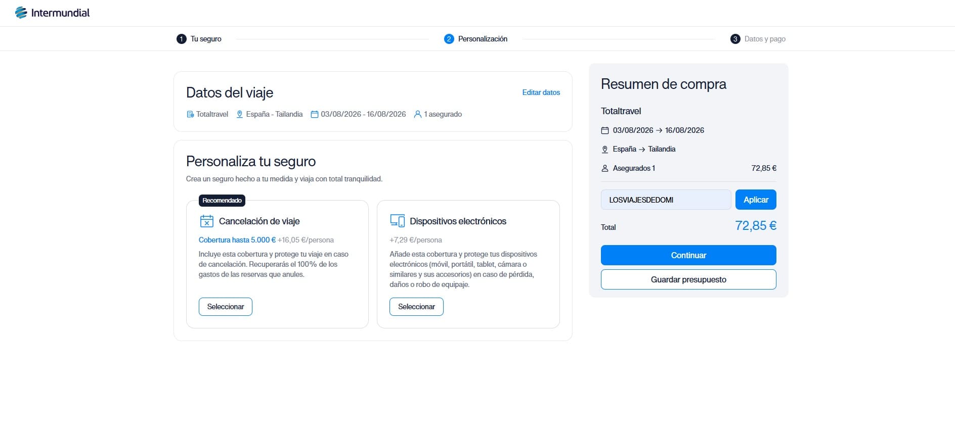Descuento Intermundial. Mayores descuentos en seguros de viaje