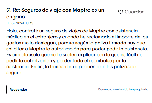 Opiniones Mapfre seguros de viaje negativas Opiniones Mapfre seguros de viaje negativas