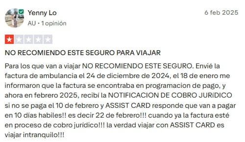 Opinión Assist Card negativa Opinión Assist Card negativa
