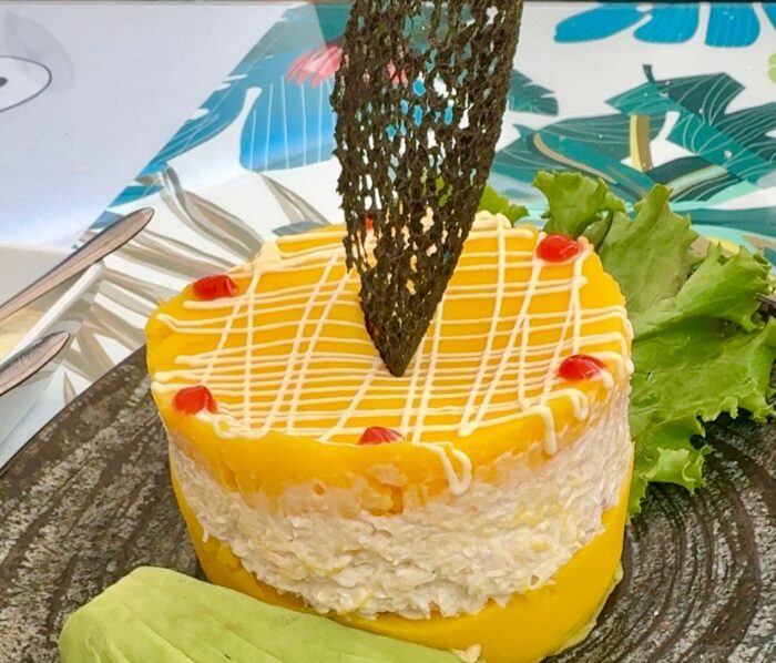 Causa rellena de pulpa de cangrejo, Señora Limón. Dónde comer en Nazca