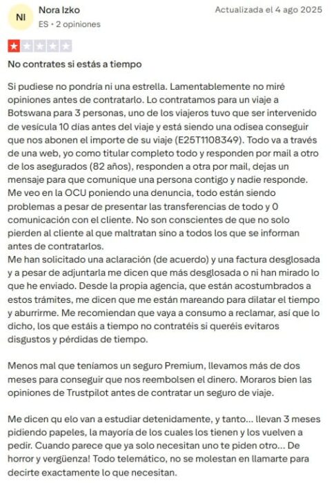 Opinión Europ Assistance negativa Opinión Europ Assistance negativa