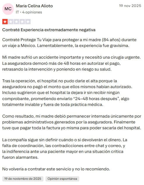 Opiniones Protegetuviaje negativas