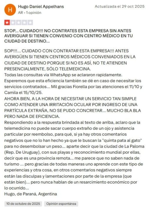 Protegetuviaje Opiniones negativas